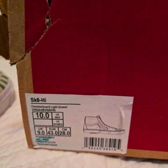 Vans Sk8 Hi Men 10 Checkerboard Light Green White Classic Retro 032026 - Picture 9 of 9